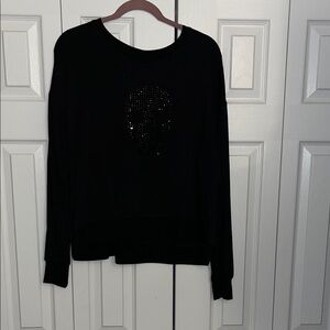 Black Sequin Skull Women's Sweater